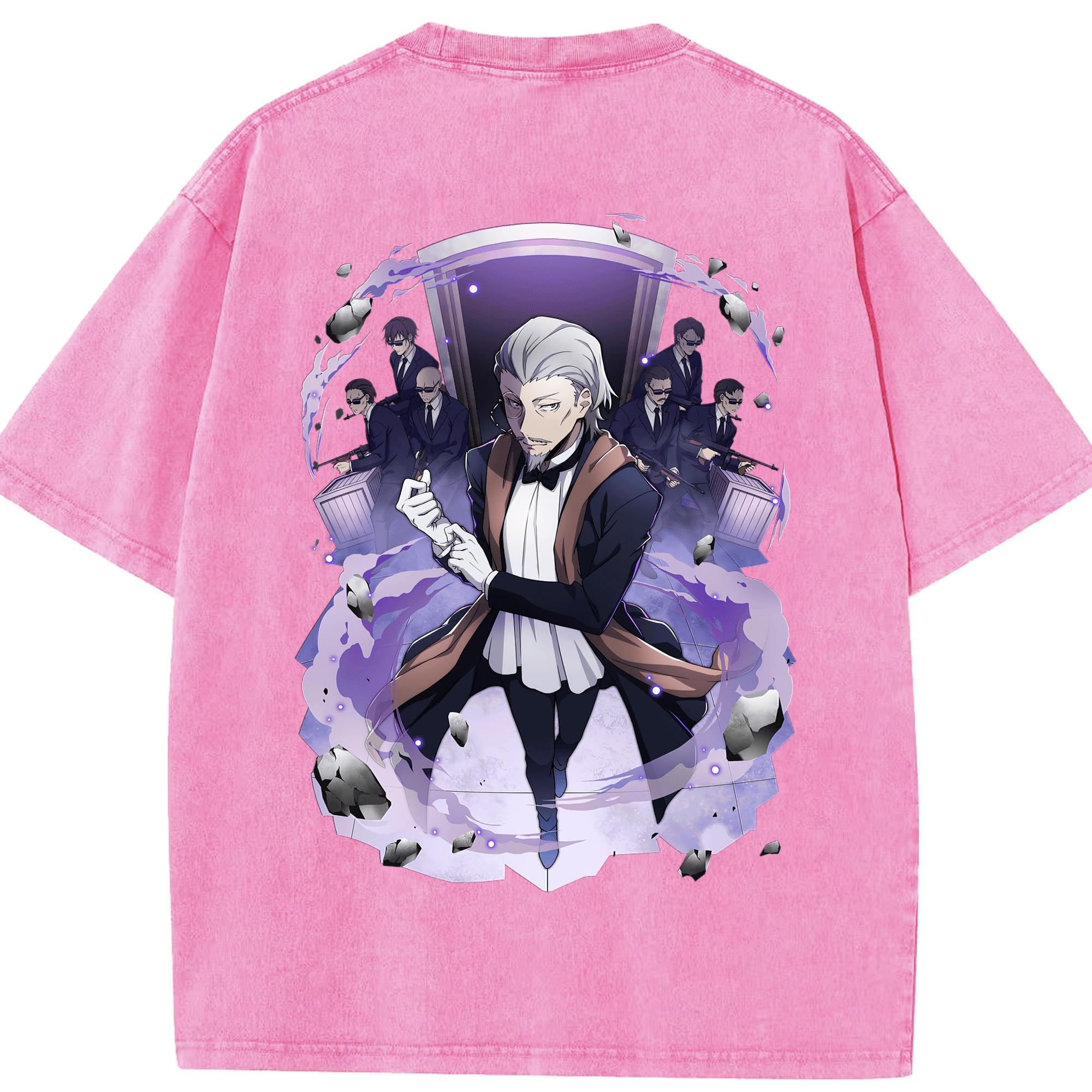 （画像用） 文豪ストレイドッグス Bungo Stray Dogs 綿100% ヴィンテージ風 半袖Tシャツ（背面プリント）